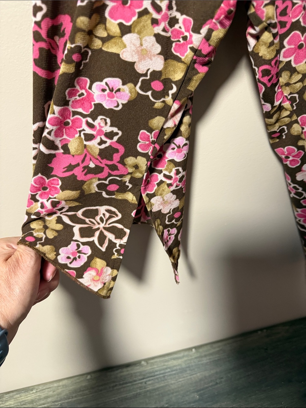 Lane Bryant Brown & Pink Floral Long-Sleeve Tie-Front Top - Picture 7 of 10